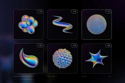 Iridescent Geometric 3D Shapes vol.3