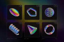 Iridescent Geometric 3D Shapes vol.3