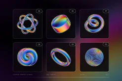 Iridescent Geometric 3D Shapes vol.3