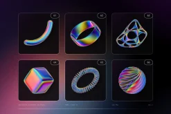 Iridescent Geometric 3D Shapes vol.3