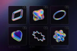 Iridescent Geometric 3D Shapes vol.3