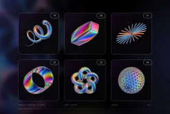 Iridescent Geometric 3D Shapes vol.3