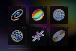 Iridescent Geometric 3D Shapes vol.3