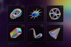 Iridescent Geometric 3D Shapes vol.3