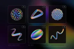 Iridescent Geometric 3D Shapes vol.3