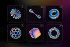 Iridescent Geometric 3D Shapes vol.3
