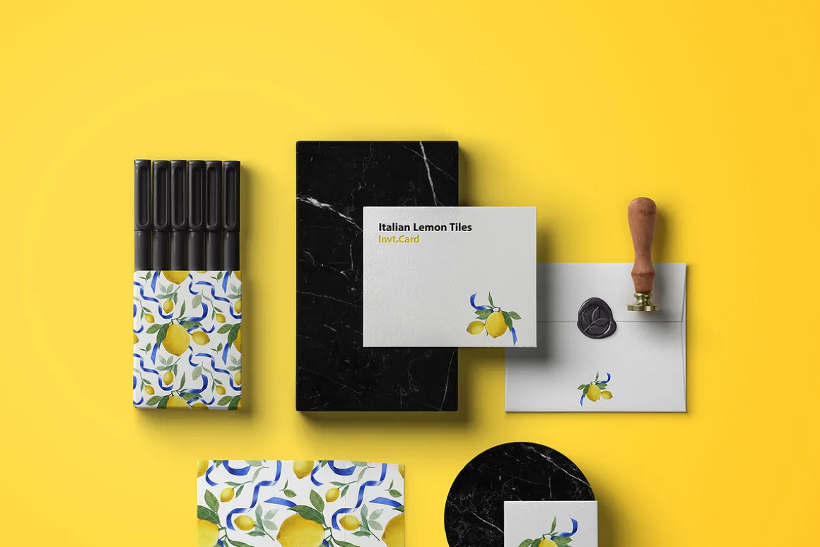 Italian Lemon tile Watercolor