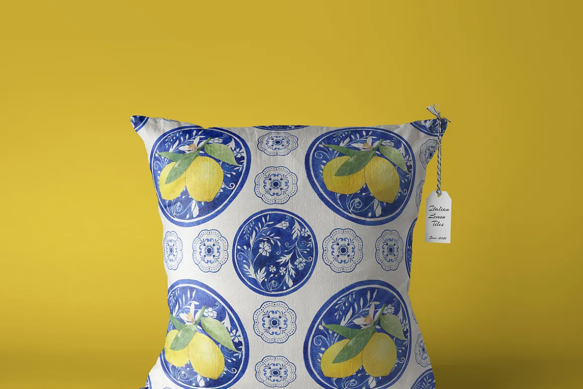 Italian Lemon tile Watercolor