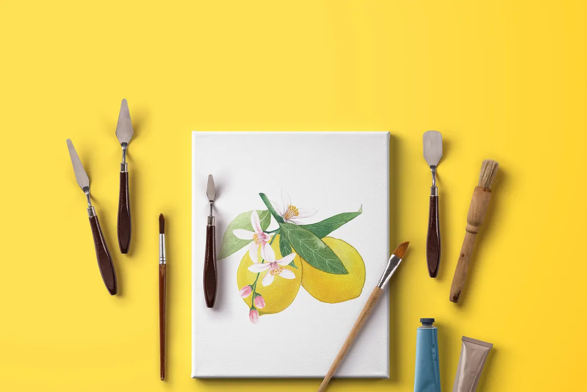 Italian Lemon tile Watercolor