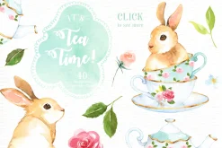 It's Tea Time! Watercolor Cliparts