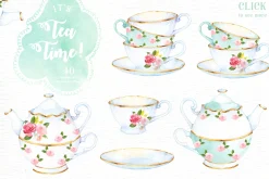 It's Tea Time! Watercolor Cliparts