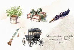 Jane Austen - Watercolor Clipart