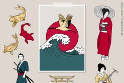 Japan. Line art illustration