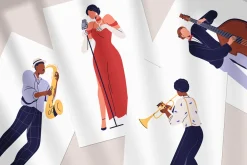 Jazz band musicians performing music