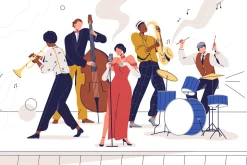 Jazz band musicians performing music