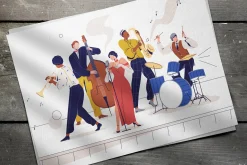 Jazz band musicians performing music
