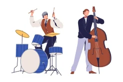 Jazz band musicians performing music
