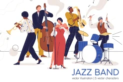 Jazz band musicians performing music
