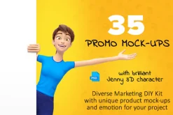 35 Jenny 3D Product Promo Mock-Ups