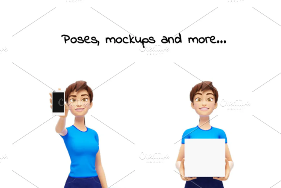 35 Jenny 3D Product Promo Mock-Ups