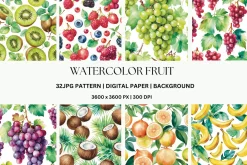 32JPG WATERCOLOR FRUIT PATTERNS