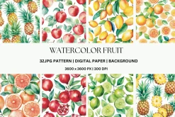 32JPG WATERCOLOR FRUIT PATTERNS