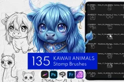 135 Kawaii Animal Procreate Stamps