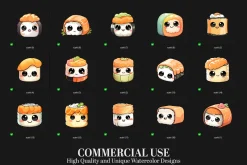 15 Kawaii Sushi Cliparts, Cute Japan
