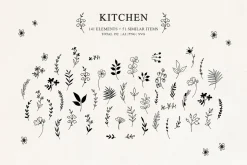 Kitchen line drawing for bakery logo