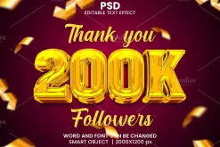 200K luxury 3d Psd Text Effect