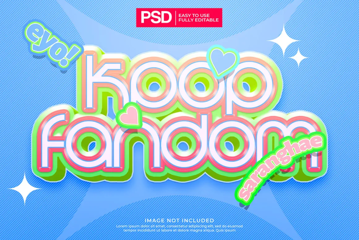 K-Pop y2k Editable Text Effects Pack