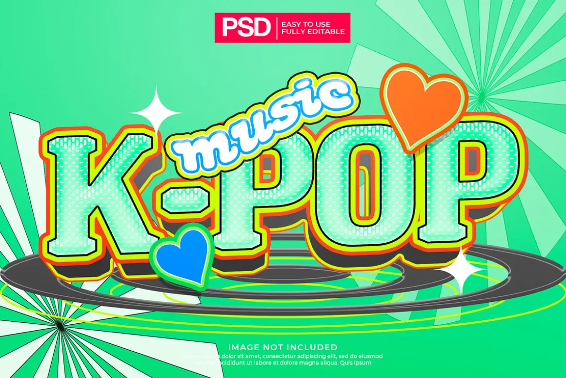K-Pop y2k Editable Text Effects Pack