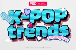 K-Pop y2k Editable Text Effects Pack