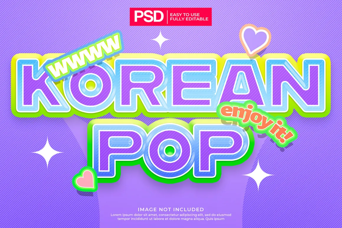 K-Pop y2k Editable Text Effects Pack