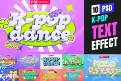 K-Pop y2k Editable Text Effects Pack