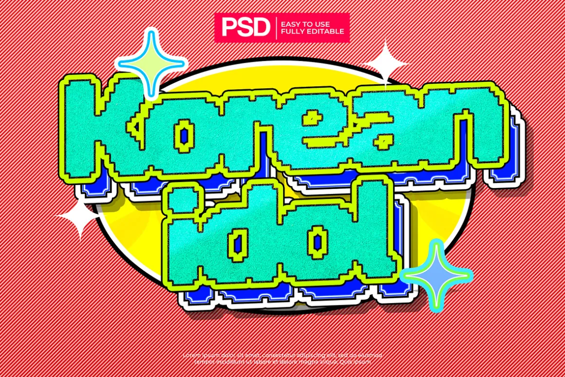 K-Pop y2k Editable Text Effects Pack