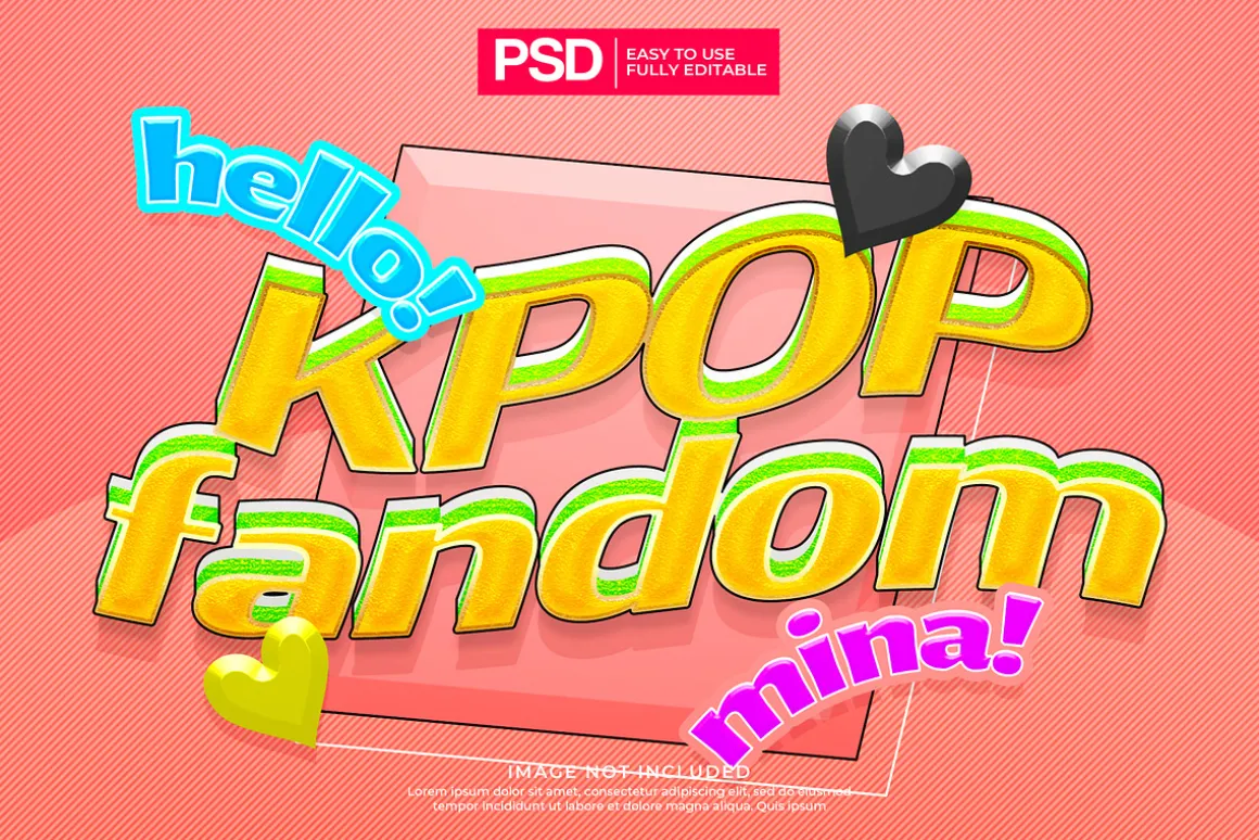 K-Pop y2k Editable Text Effects Pack