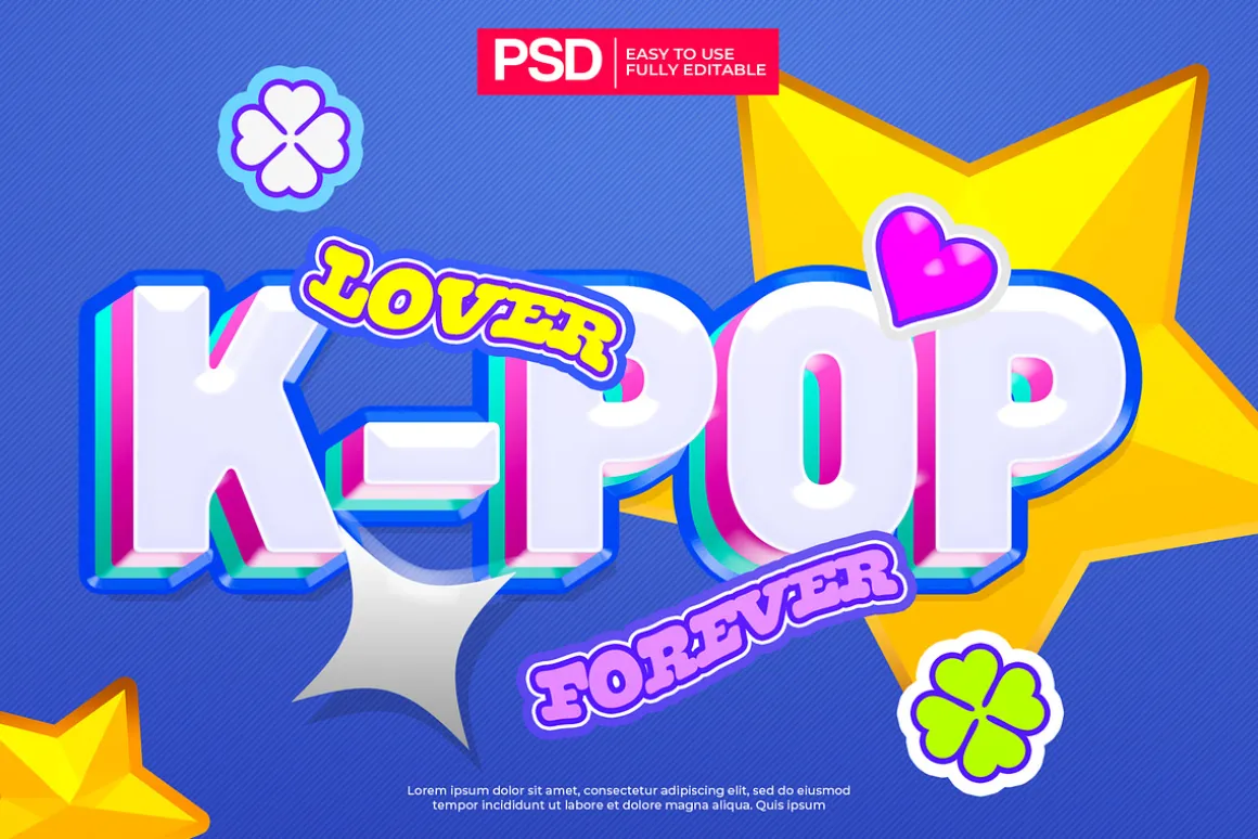 K-Pop y2k Editable Text Effects Pack
