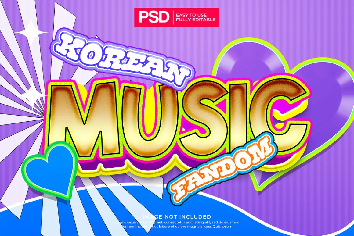 K-Pop y2k Editable Text Effects Pack