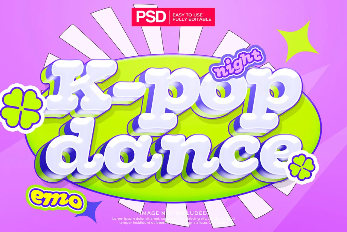 K-Pop y2k Editable Text Effects Pack
