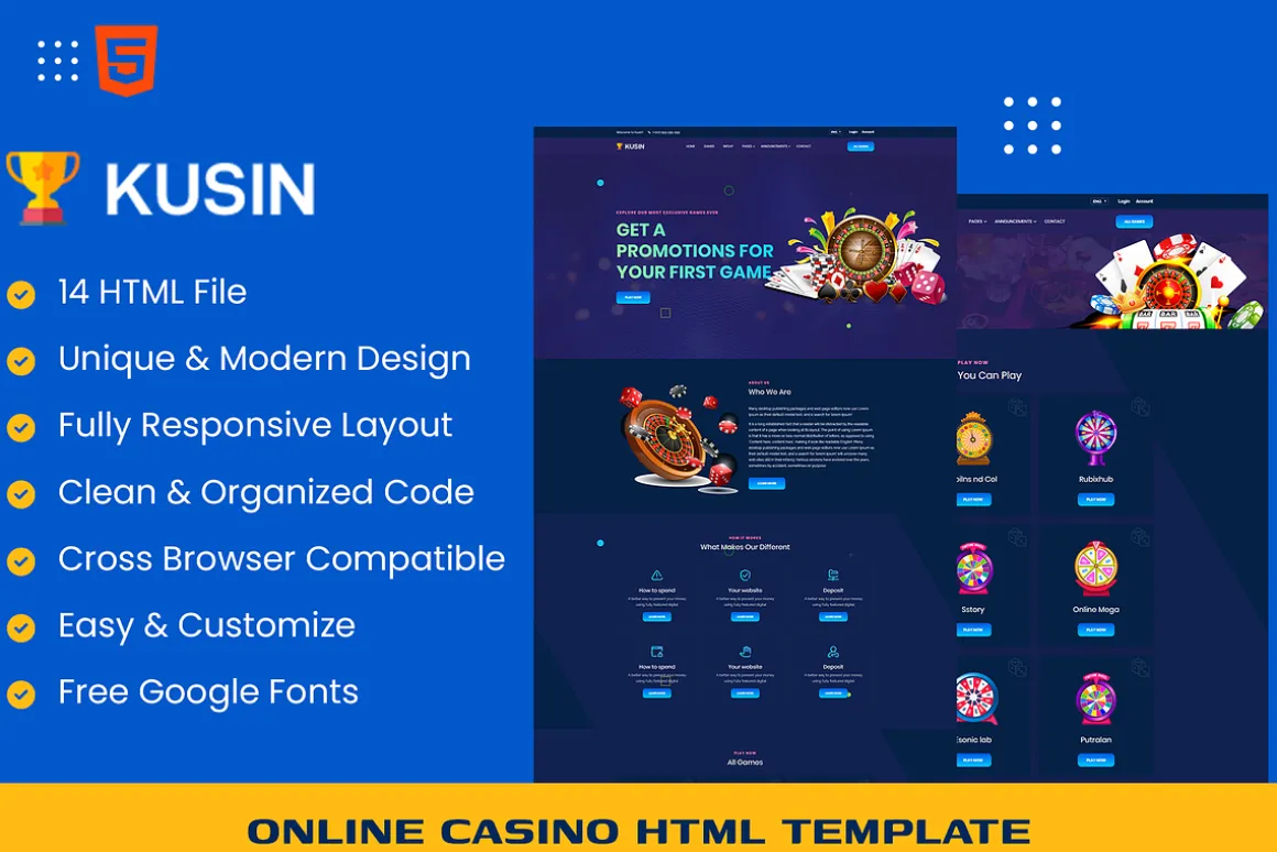 Kusin - Online Casino HTML Template