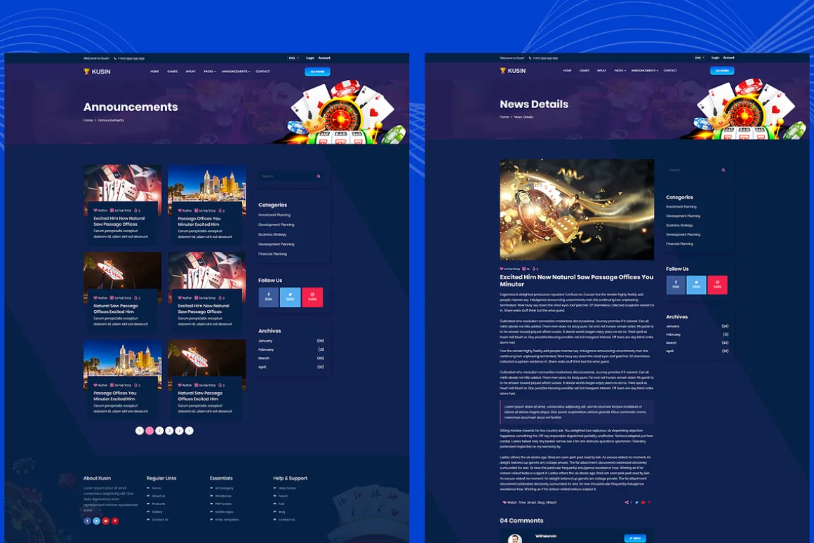 Kusin - Online Casino HTML Template