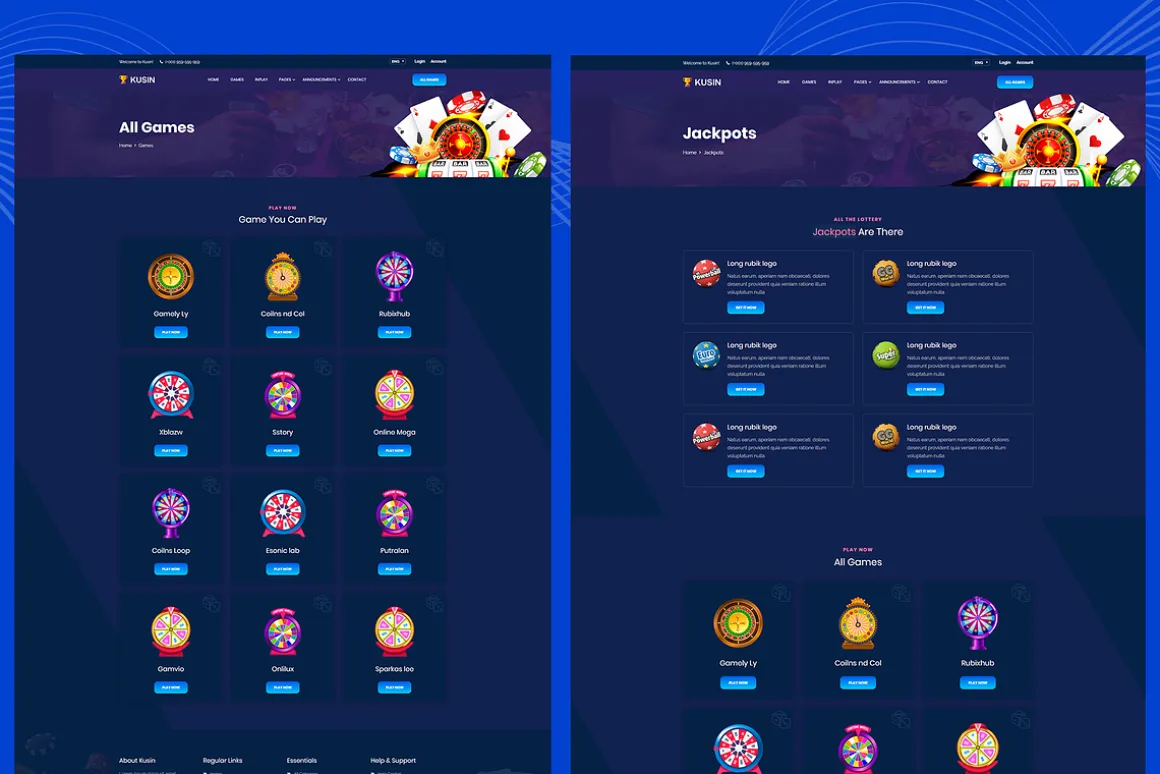 Kusin - Online Casino HTML Template