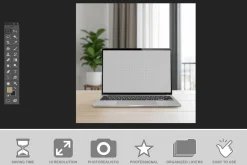 Laptop Mockup Kitchen Counter