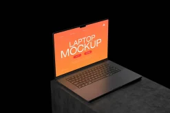 Laptop Mockup On Concrete