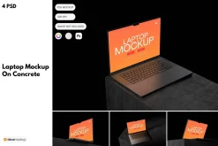 Laptop Mockup On Concrete