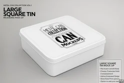 Large Square Tin Packaging Mockup