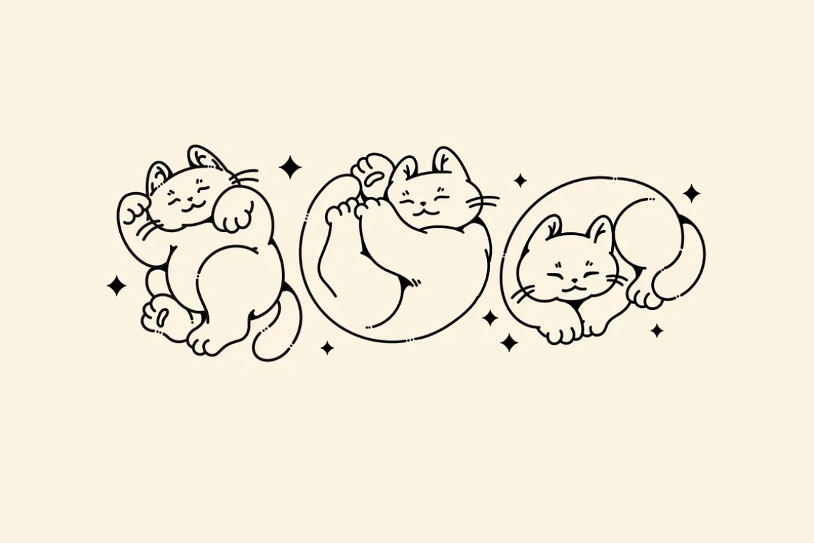 Lazy cute cats. Lineart collection