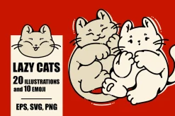 Lazy cute cats. Lineart collection