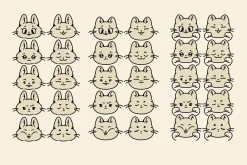 Lazy cute cats. Lineart collection